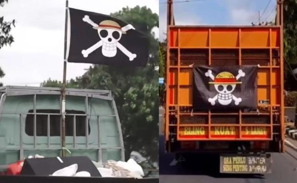 Fenomena Bendera One Piece Berkibar di Jalanan. Foto/Raka Amarullah.